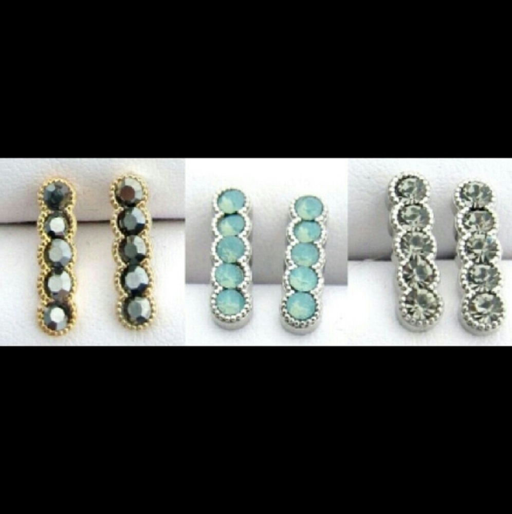 Bar Earrings with Swarovski Crystals 